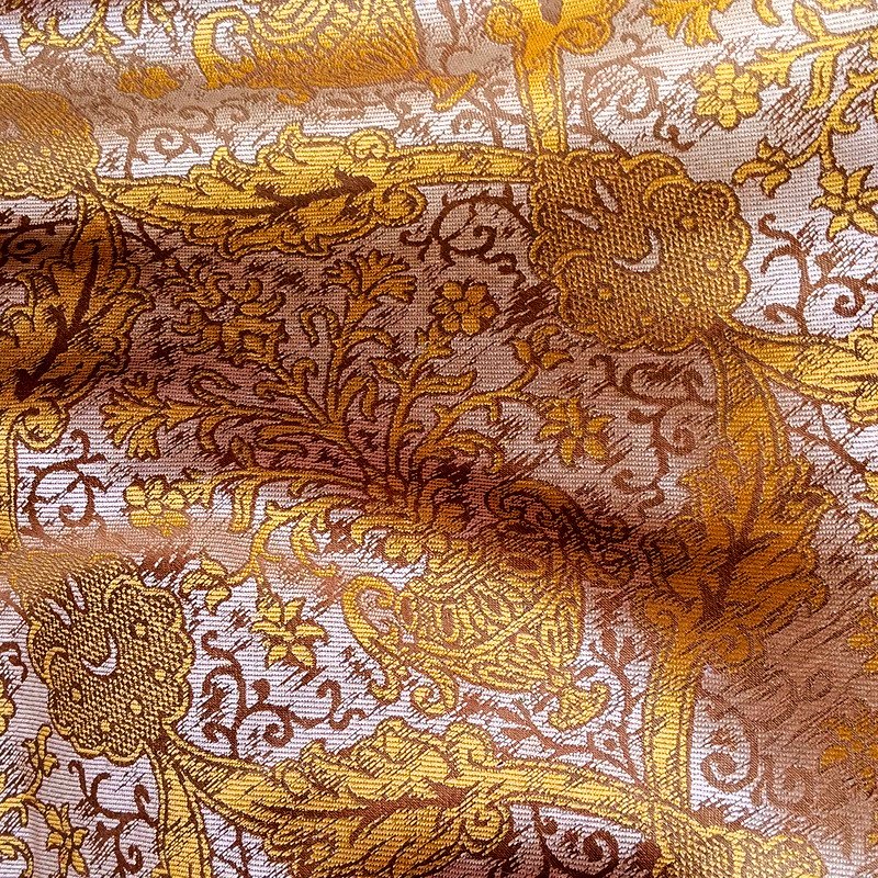 Brocatelle Brocard Damas étoffe Tissu Lin et Soie De Style XVIIème métrage neuf jamais utilisé-photo-2