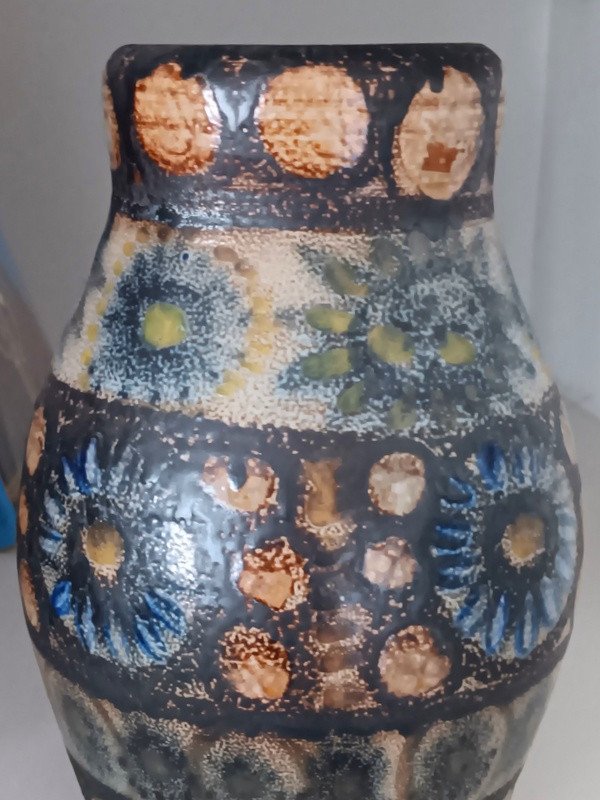 Important Enameled Stoneware Vase By Jean-claude Courjault For Keraluc Quimper Bretagne-photo-2