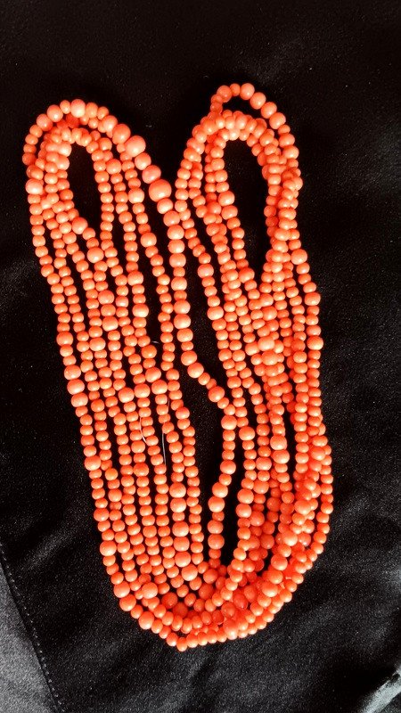 Very Long Old Long Necklace In Natural Coral Of 2.60 Meters-photo-4