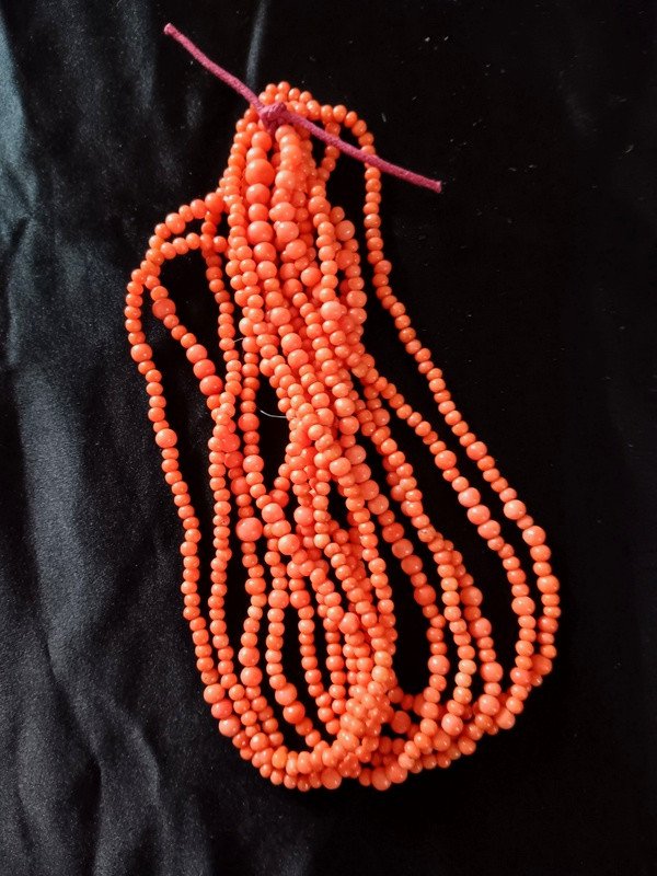 Very Long Old Long Necklace In Natural Coral Of 2.60 Meters-photo-6