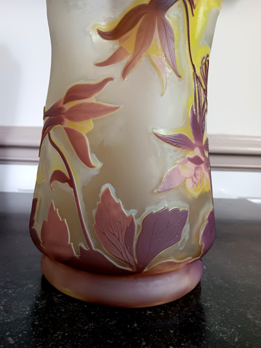  Vase Gallé Aux Ancolies Art Nouveau-photo-4