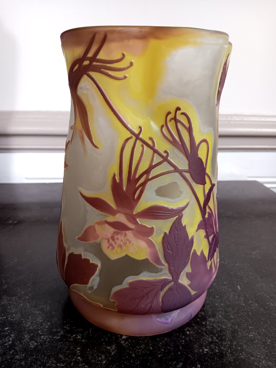  Vase Gallé Aux Ancolies Art Nouveau-photo-5