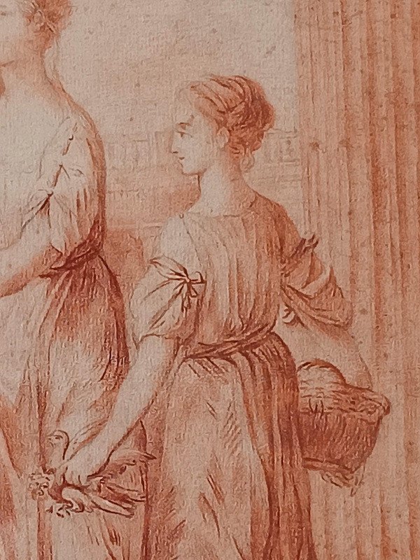 Joseph-marie Vien (1716-1809) Sanguine Drawing "the Offering Presented In The Temple Of Vénus " Ou Autumn From   " Four Seasons "-photo-4