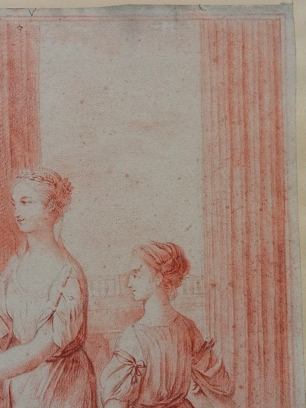 Joseph-marie Vien (1716-1809) Sanguine Drawing "the Offering Presented In The Temple Of Vénus " Ou Autumn From   " Four Seasons "-photo-1