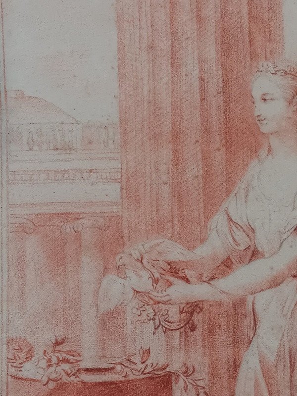 Joseph-marie Vien (1716-1809) Sanguine Drawing "the Offering Presented In The Temple Of Vénus " Ou Autumn From   " Four Seasons "-photo-2