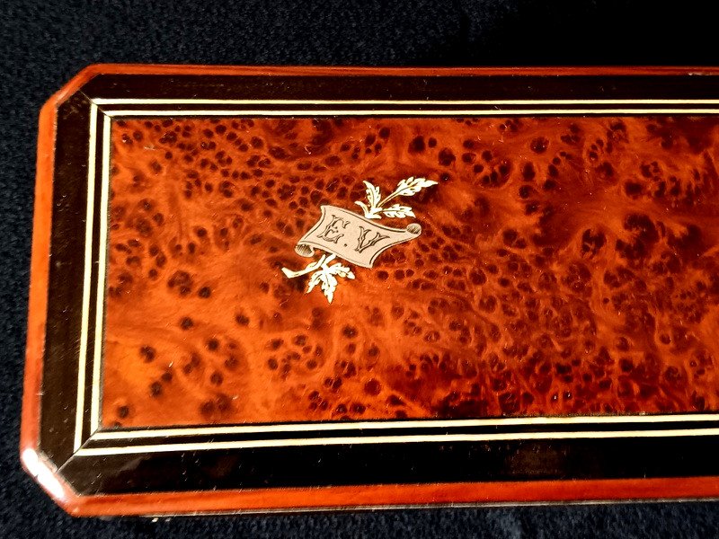 Boite à Gants Coffret à Bijoux Marqueterie Napoléon III-photo-1