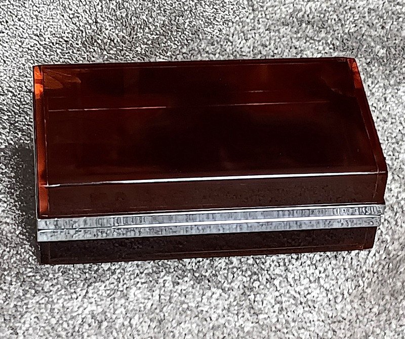 Rare Modernist Box Case In Plexiglass Plexiglass Plexi Altuglas And Chromed Metal-photo-2