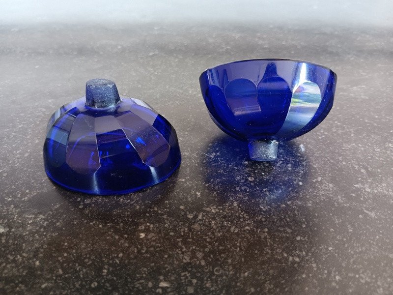 Pair Of Double Salt Shakers In Silver And Cobalt Blue Crystal-photo-7