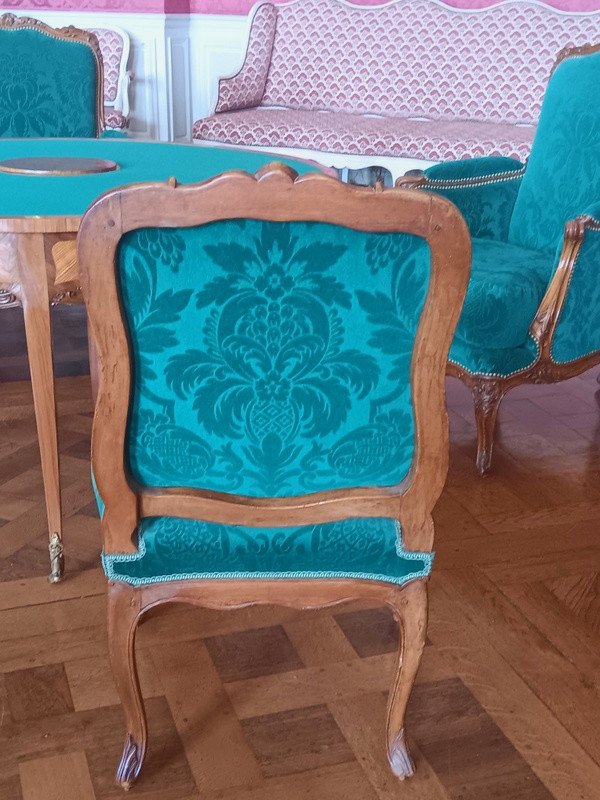 Coupon Length Of Embossed Silk Velvet Fabric Emerald Green Château De Chambord-photo-8