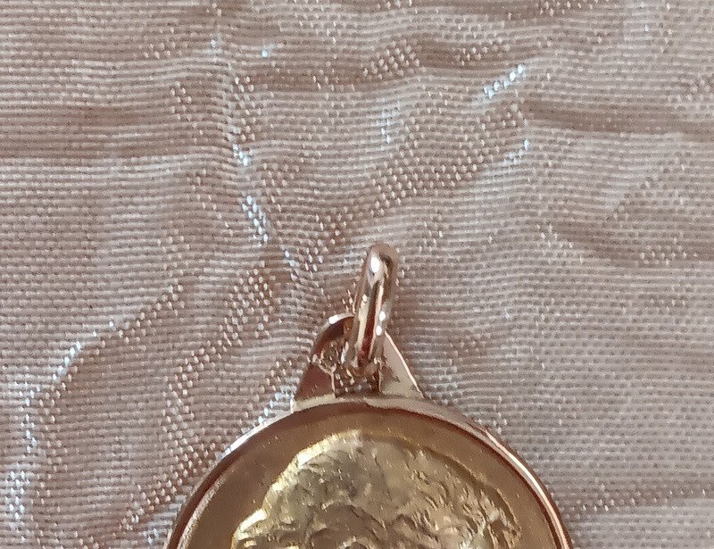 Emile Monier (1883-1970) Ravissante Médaille De Baptême Ange En Or Jaune 4, 52 G-photo-4