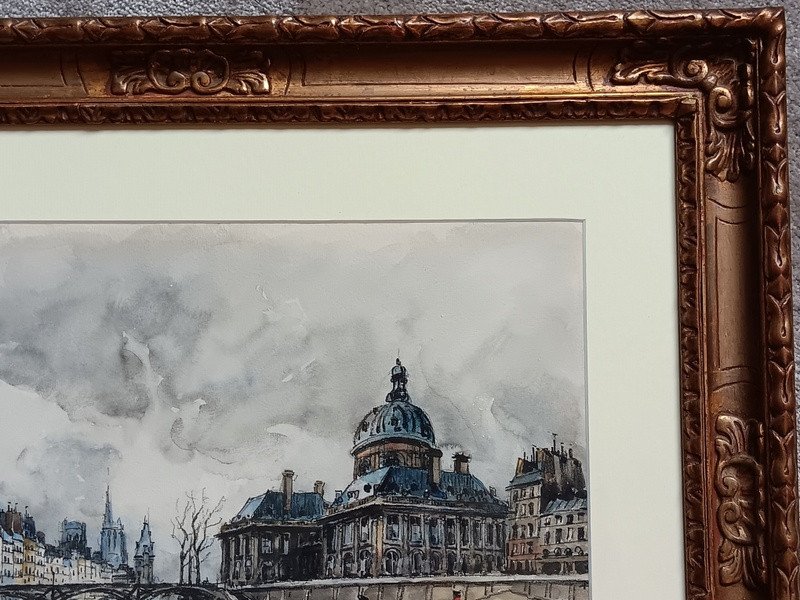 Frank Will (1900 - 1950) Aquarelle Paris Remorqueurs Sur La Seine-photo-5