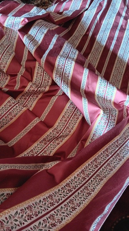Beau Métrage Coupon étoffe tissu De Soie Jacquard à Rayures De Style Louis XVI-photo-3