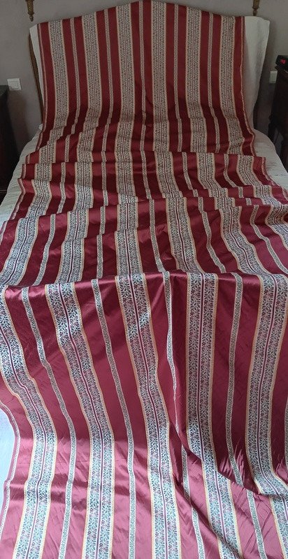 Beau Métrage Coupon étoffe tissu De Soie Jacquard à Rayures De Style Louis XVI-photo-2