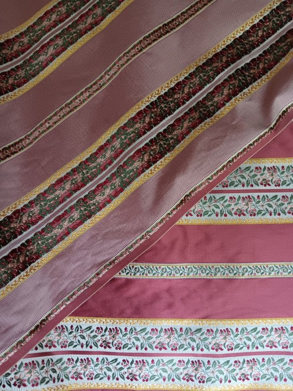 Beau Métrage Coupon étoffe tissu De Soie Jacquard à Rayures De Style Louis XVI-photo-5