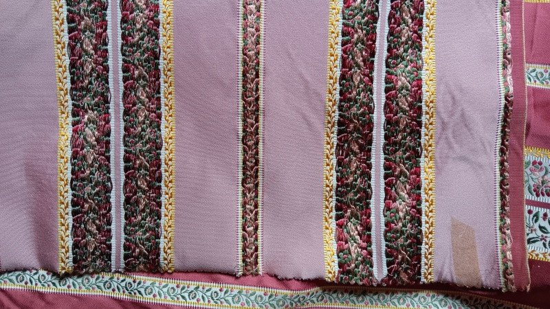 Beau Métrage Coupon étoffe tissu De Soie Jacquard à Rayures De Style Louis XVI-photo-7