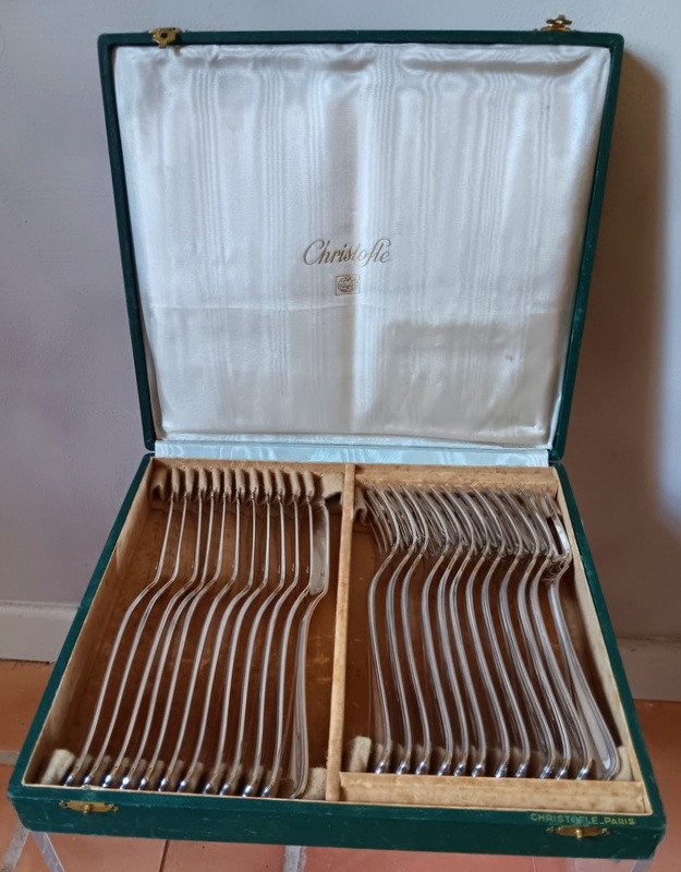 Christofle Service à Poisson Spatours 12 Couverts En Métal Argenté Coffret d'Origine-photo-4