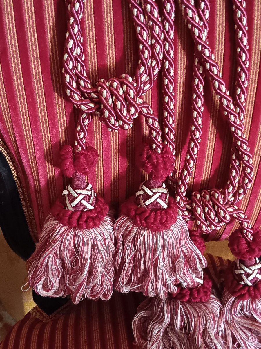 Beautiful Pair Of Curtain Tiebacks In Passementerie With Two Tassels-photo-4