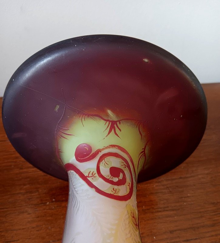 Vase Gallé Aux Fougères Art Nouveau Signature à l'étoile-photo-7