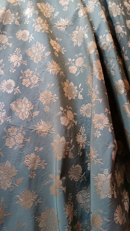 Pièce De Soie Brochée Brocart étoffe Tissu à Décor Floral Jamais Utilisé-photo-4