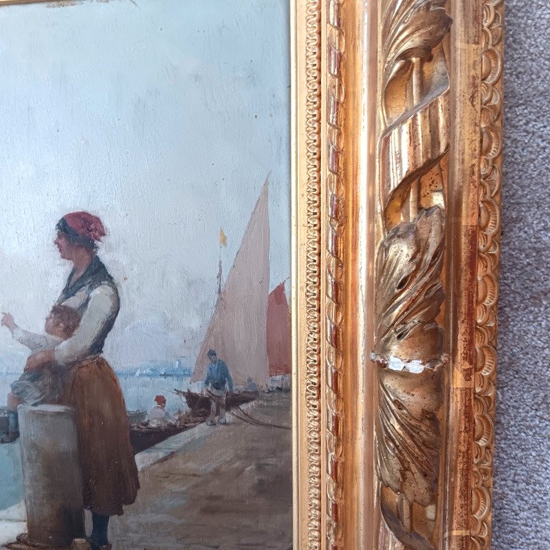 Paul Bistagne (marseille 1850 - 1886) Lively Seaside Return From Fishing-photo-6