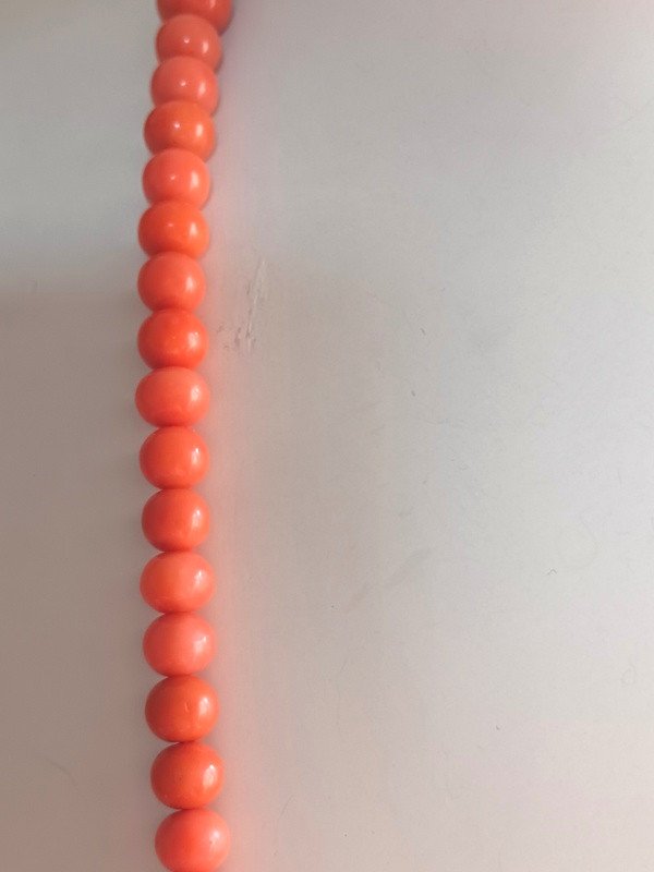 Ancien Collier Sautoir De 120 Perles De Corail Naturel  XIXème Siècle-photo-1
