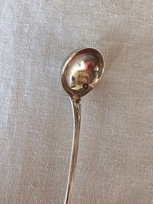 Louche Cuillère à Moutarde Décor De Médaillon En Argent Massif Style Louis XVI-photo-4