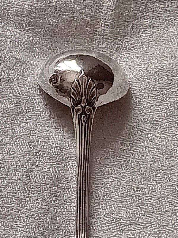 Louche Cuillère à Moutarde Décor De Médaillon En Argent Massif Style Louis XVI-photo-3