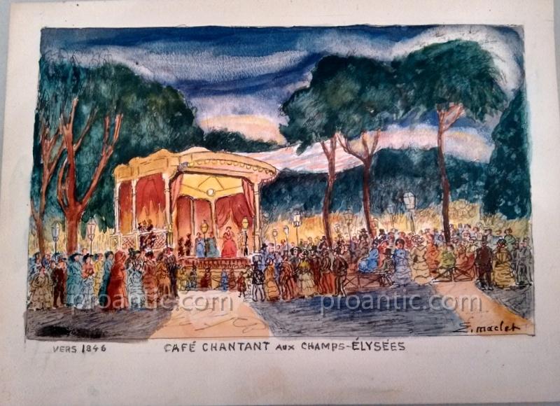 Elisée Maclet (1881 - 1962) Aquarelle Champs Elysées Paris