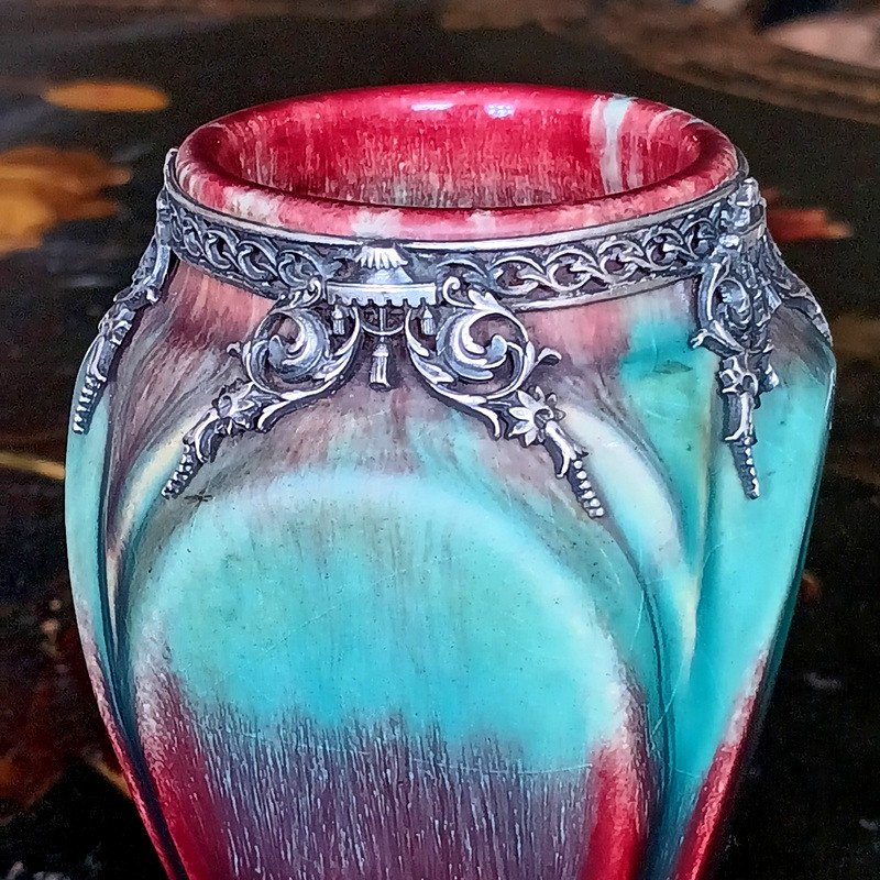 Eugène Baudin (1853 - 1918) Vase Art Nouveau En Grès Flammé époque autour de 1900-photo-2