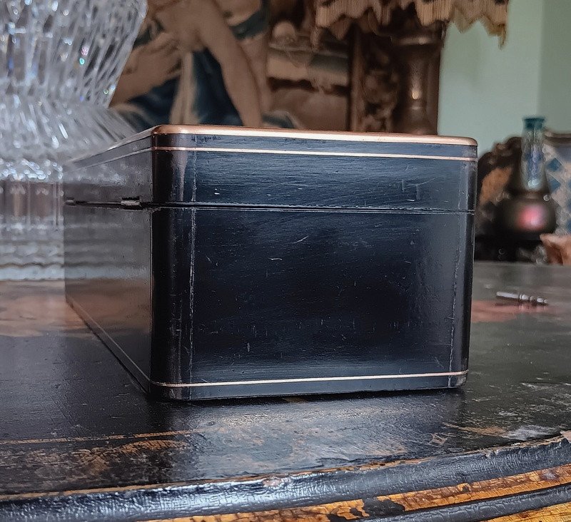 Elégante Boite à Gants Coffret à Bijoux Marqueterie Boulle à La Reine Napoléon III-photo-3