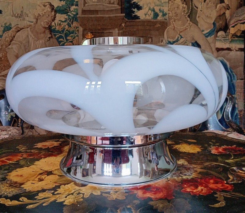 Toni Zuccheri (1936 - 2008) Impressive Lamp In Blown Glass Venini Murano Mazzega-photo-3