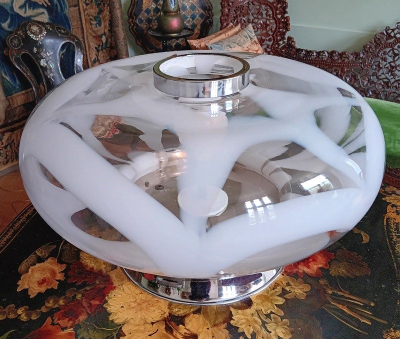 Toni Zuccheri (1936 - 2008) Impressive Lamp In Blown Glass Venini Murano Mazzega-photo-4