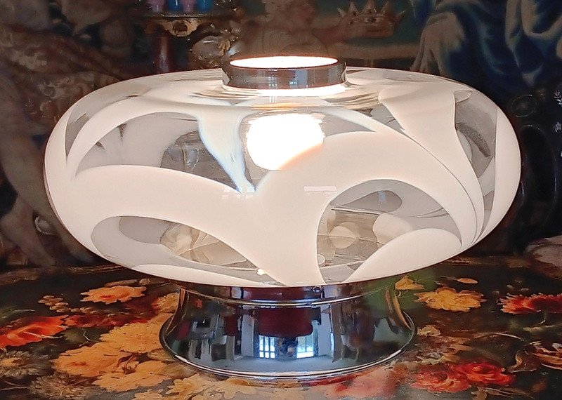 Toni Zuccheri (1936 - 2008) Impressive Lamp In Blown Glass Venini Murano Mazzega