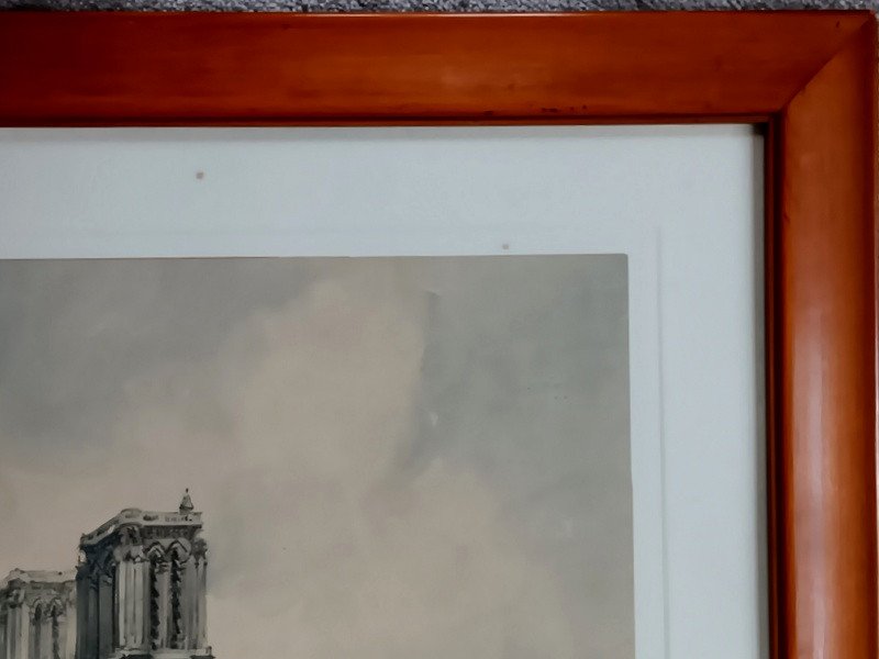 Frank Will (1900 - 1950) Aquarelle Paris Notre-dame Vue Depuis Les Quais De Seine-photo-5