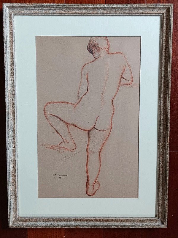 Jacques Ciry (1914-1982) Grand Nu De Femme Dessin à La Sanguine Et Pierre Noire-photo-3