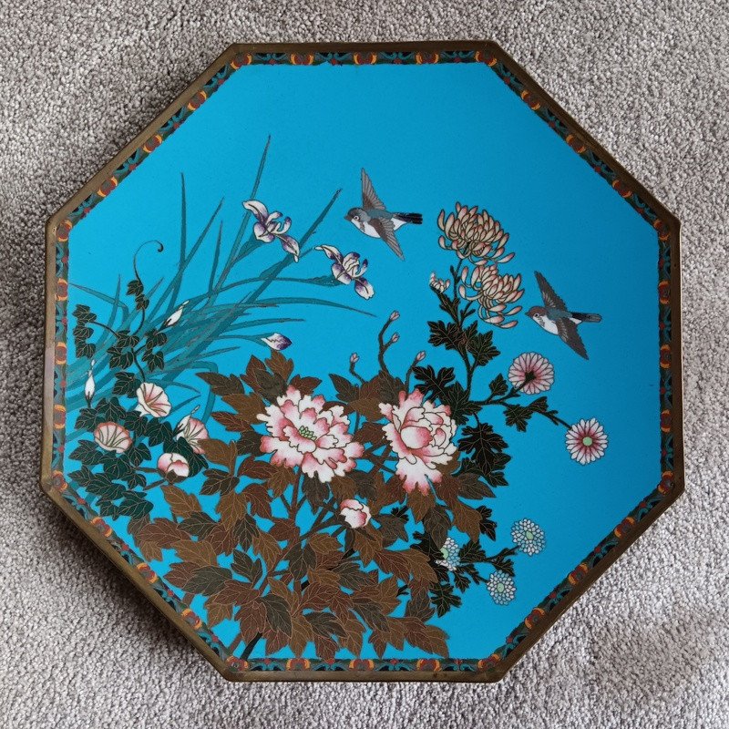Superb Pair Of Cloisonné Enamel Plates, Silver, Japan, Meiji Period (1868-1912)-photo-2