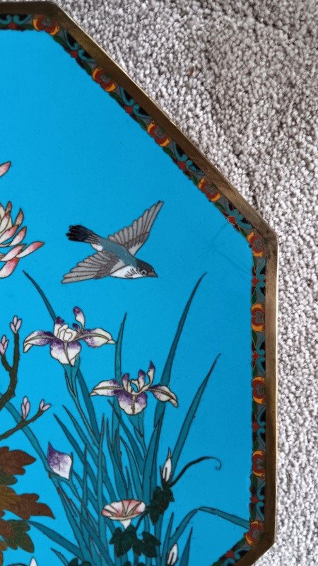 Superb Pair Of Cloisonné Enamel Plates, Silver, Japan, Meiji Period (1868-1912)-photo-4