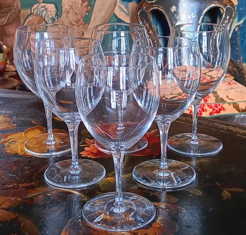 Saint - Louis 6 Crystal Red Wine Saint-louis Glasses Pomerol Model + 2 -photo-2