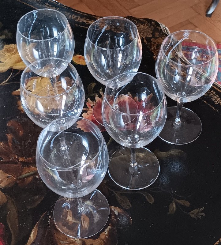 Saint - Louis 6 Crystal Red Wine Saint-louis Glasses Pomerol Model + 2 -photo-4