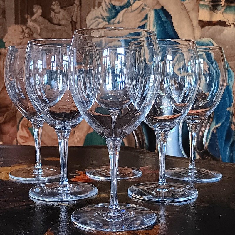 Saint - Louis 6 Crystal Red Wine Saint-louis Glasses Pomerol Model + 2 