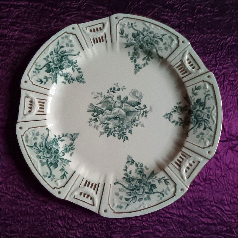 Gien Beautiful Set Of 6 Dessert Plates 23 Cm In Fine Art Deco Earthenware 1920 - 1930 -photo-3