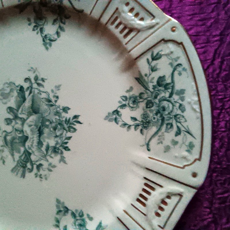 Gien Beautiful Set Of 6 Dessert Plates 23 Cm In Fine Art Deco Earthenware 1920 - 1930 -photo-1