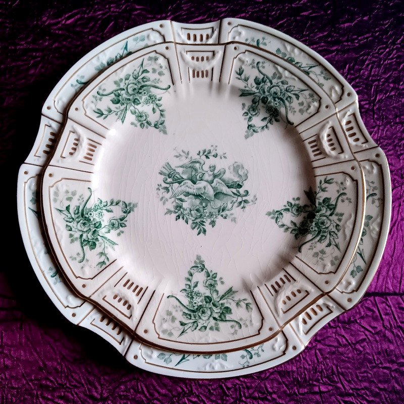 Gien Beautiful Set Of 6 Dessert Plates 23 Cm In Fine Art Deco Earthenware 1920 - 1930 -photo-3