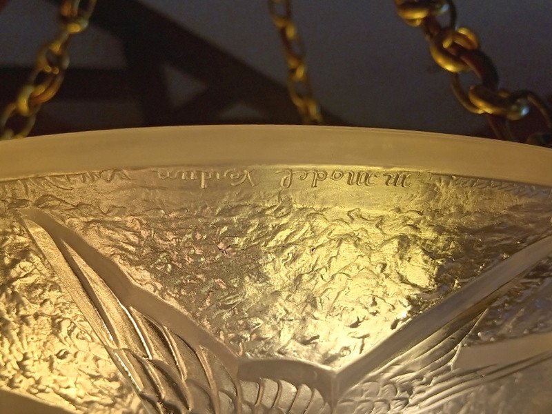 Maurice Model Verdun Superb Suspension Ceiling Chandelier With Swallows Art Deco Circa 1930-photo-7