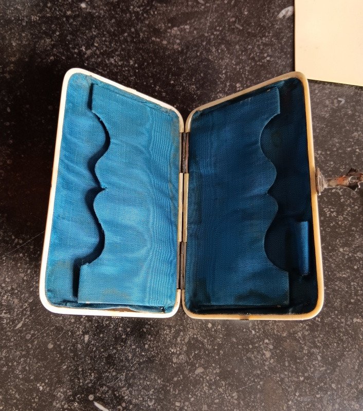 Carnet De Bal Card Holder Case In Ivory Silver And Silk Art Nouveau Deco 19th Century-photo-4