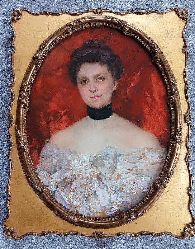 Marie Lucas Robiquet (1858-1959) Ravissant Portrait De Jeune Femme De La Belle époque Au Pastel