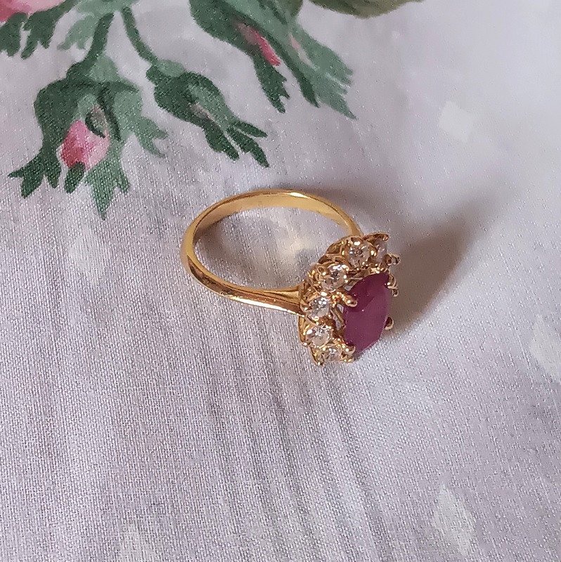 Bague Rubis Et Diamants En Or Jaune 18 Carats-photo-4
