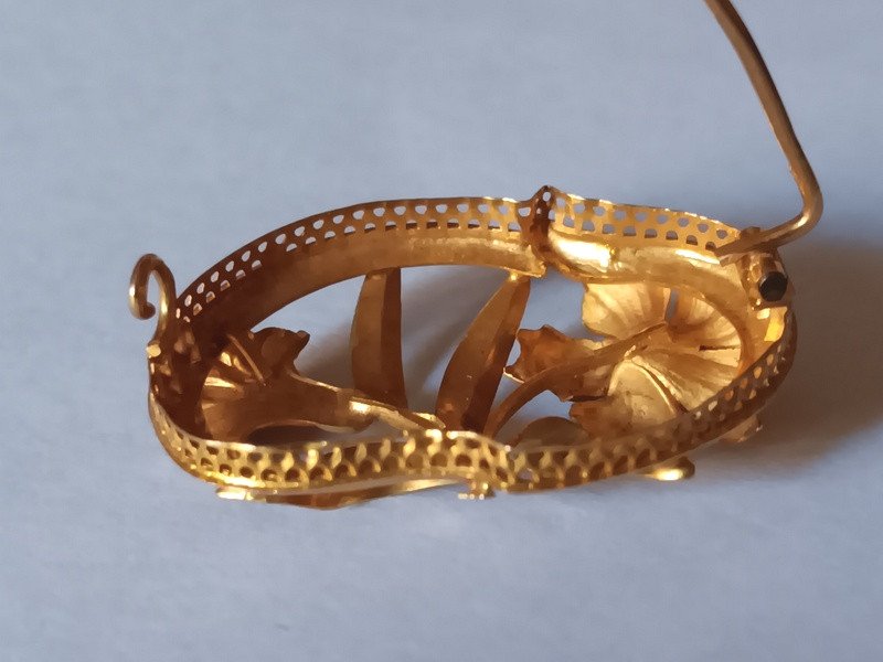 Delicate 18 Carat Gold Flower Brooch Art Nouveau Period Circa 1900-photo-4
