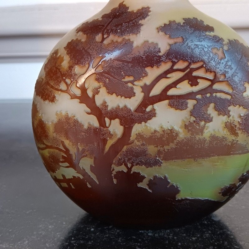 Emile Gallé Vase Gourde Au Paysage Lacustre Art Nouveau-photo-2