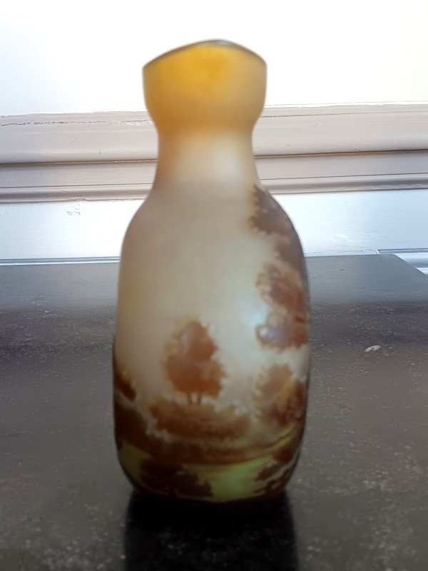 Emile Gallé Vase Gourde Au Paysage Lacustre Art Nouveau-photo-2